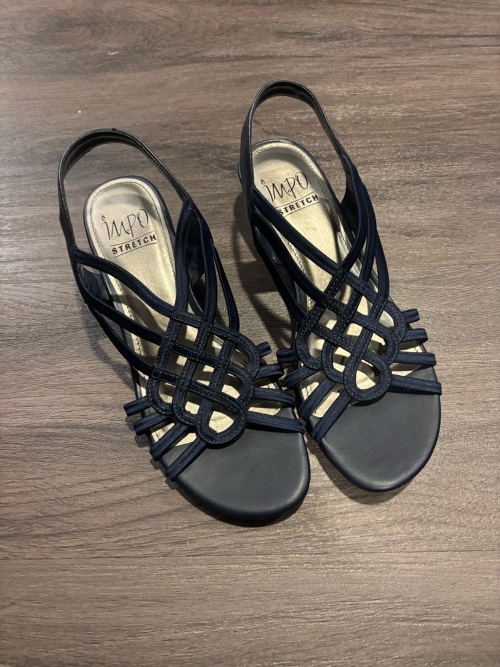 Impo Navy Strappy Slingback Sandals with Knot Detail
